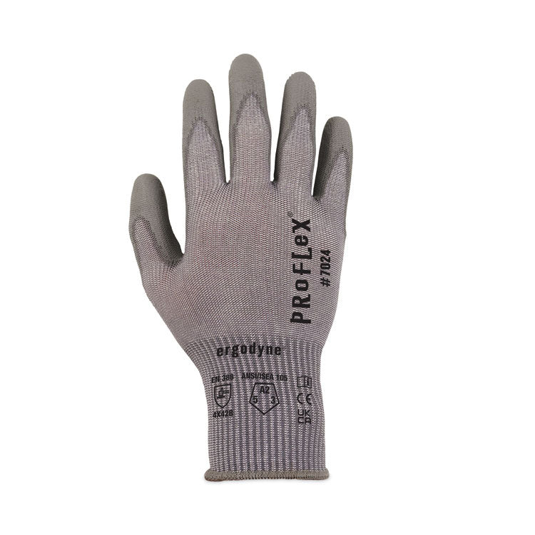 ProFlex 7024 ANSI A2 PU Coated CR Gloves, EN388: 4X42B, 9" Long, Medium, Gray, Pair