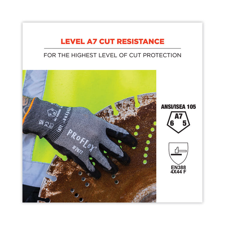 ProFlex 7072 ANSI A7 Nitrile-Coated CR Gloves, EN388: 4X44F, 9" Long, Large, Gray, 12 Pairs