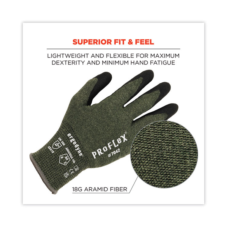 ProFlex 7042 ANSI A4 Nitrile-Coated CR Gloves, EN388: 4X41D, 9" Long, Medium, Green, 12 Pairs