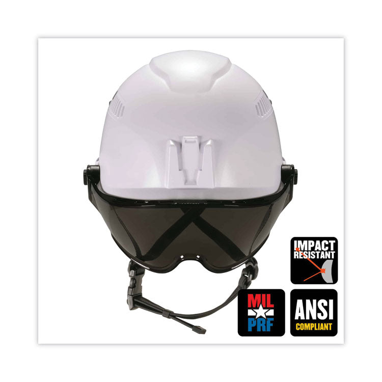 Skullerz 8975V Class C Safety Helmet with 8991 Visor Kit, Smoke Lens, 6-Point Ratchet Suspension, Orange