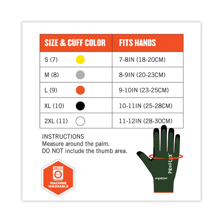 ProFlex 7070 ANSI A7 Nitrile Coated CR Gloves, EN388: 4X42F, 9" Long, XX-Large, Green, 12 Pairs