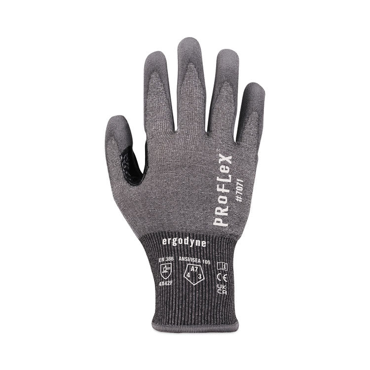 ProFlex 7071 ANSI A7 PU Coated CR Gloves, EN388: 4X42F, 9" Long, Medium, Gray, 12 Pairs