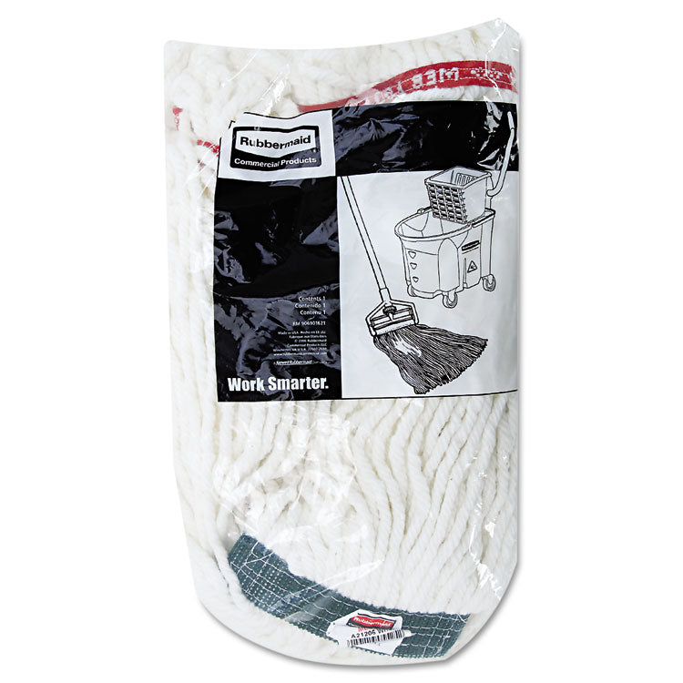 Web Foot Shrinkless Looped-End Wet Mop Head, Cotton/synthetic, Medium, White, 6/carton