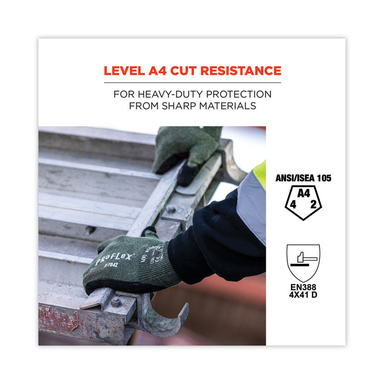 ProFlex 7042 ANSI A4 Nitrile-Coated CR Gloves, EN388: 4X41D, 9" Long, Large, Green, Pair