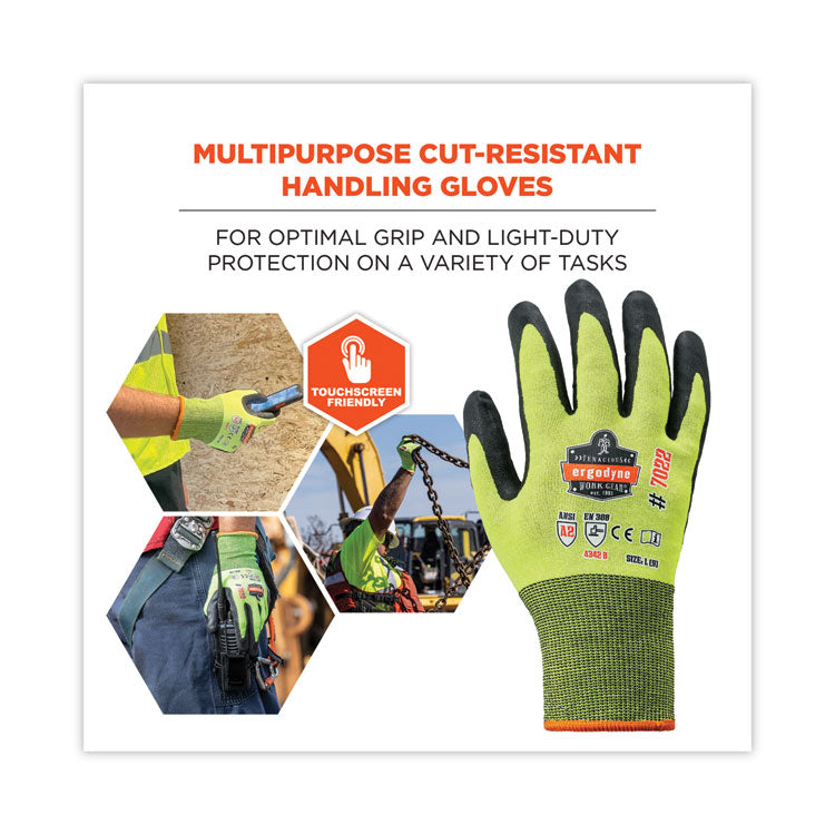 ProFlex 7022 ANSI A2 Coated CR Gloves DSX, EN388: 4342B, 9.25" Long, Large, Lime, 144 Pairs/Carton