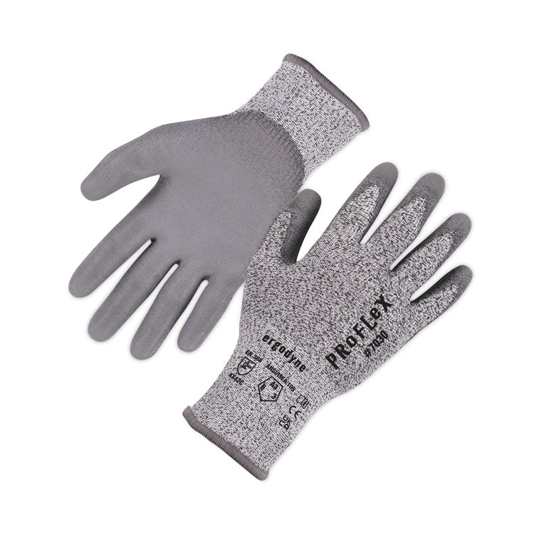 ProFlex 7030 ANSI A3 PU Coated CR Gloves, EN388: 4X42C, 9" Long, Large, Gray, 12 Pairs