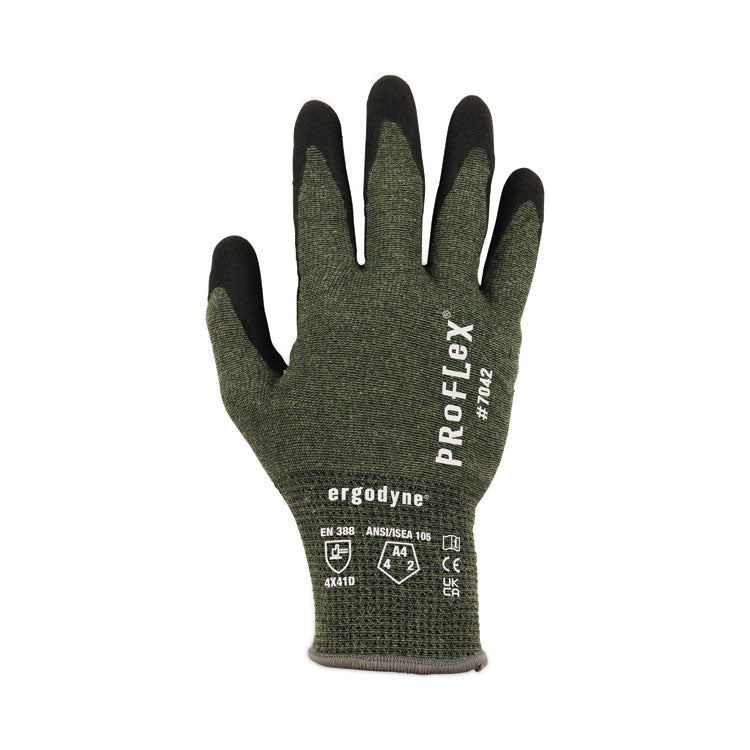 ProFlex 7042 ANSI A4 Nitrile-Coated CR Gloves, EN388: 4X41D, 9" Long, Medium, Green, 12 Pairs