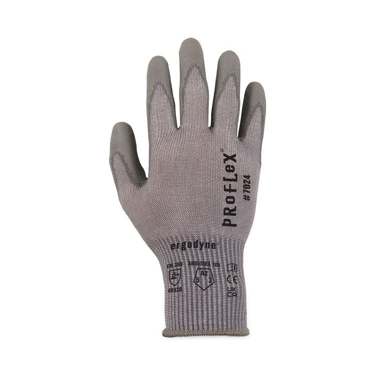 ProFlex 7024 ANSI A2 PU Coated CR Gloves, EN388: 4X42B, 9" Long, X-Large, Gray, Pair