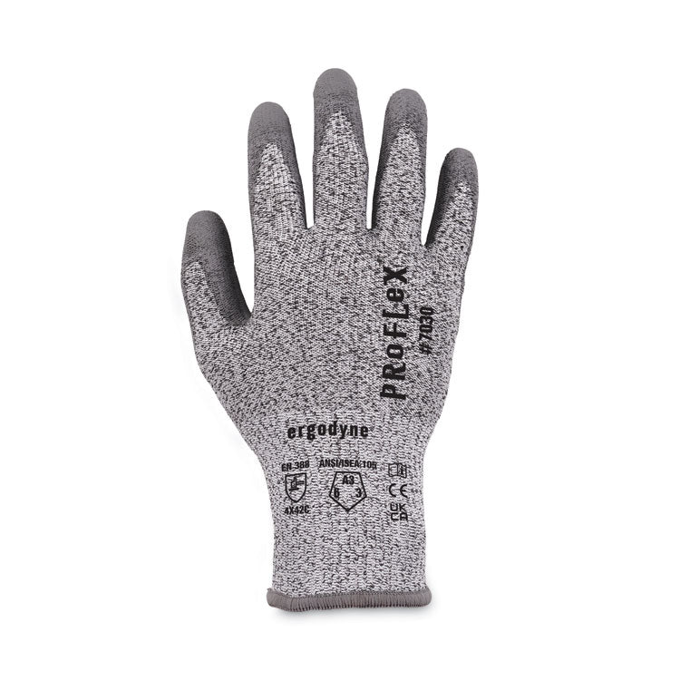 ProFlex 7030 ANSI A3 PU Coated CR Gloves, EN388: 4X42C, 9" Long, Medium, Gray, 12 Pairs