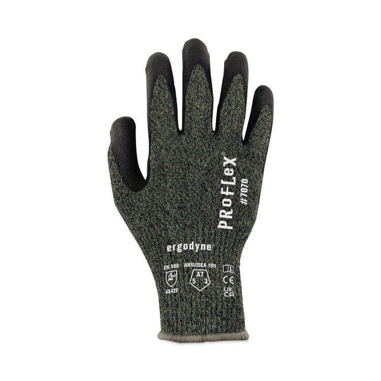 ProFlex 7070 ANSI A7 Nitrile Coated CR Gloves, EN388: 4X42F, 9" Long, X-Large, Green, Pair