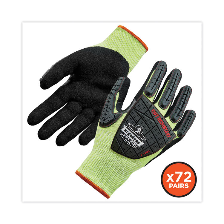 ProFlex 7141 ANSI A4 DIR Nitrile-Coated CR Gloves, EN388: 4X42DP, 9" Long, Small, Lime, 72 Pairs/Carton