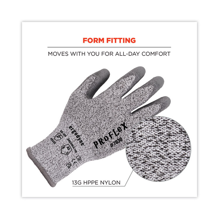 ProFlex 7030 ANSI A3 PU Coated CR Gloves, EN388: 4X42C, 9" Long, Medium, Gray, Pair