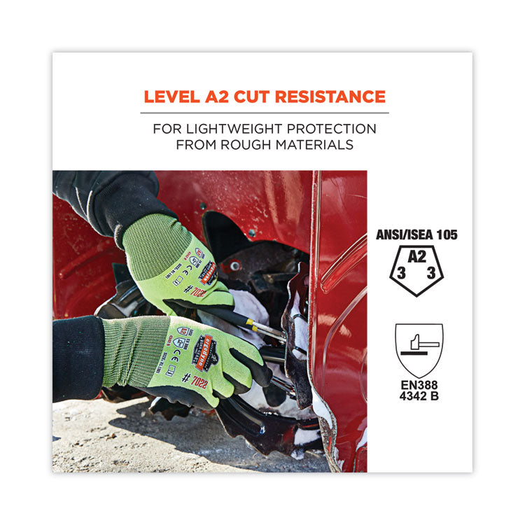 ProFlex 7022 ANSI A2 Coated CR Gloves DSX, EN388: 4342B, 9.25" Long, Large, Lime, 144 Pairs/Carton