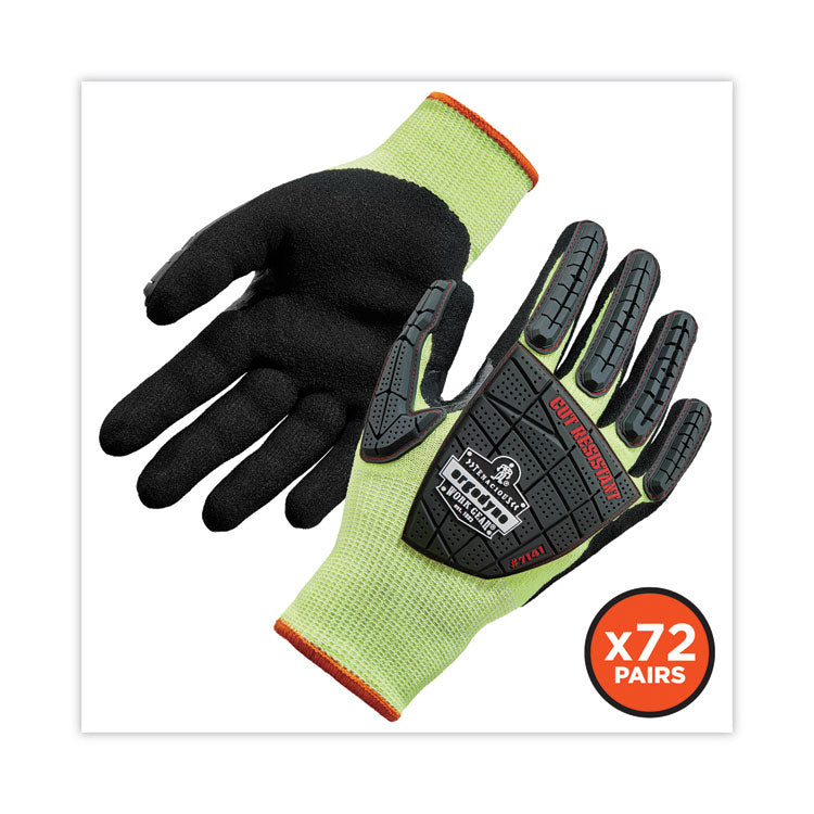 ProFlex 7141 ANSI A4 DIR Nitrile-Coated CR Gloves, EN388: 4X42DP, 9" Long, Large, Lime, 72 Pairs/Carton