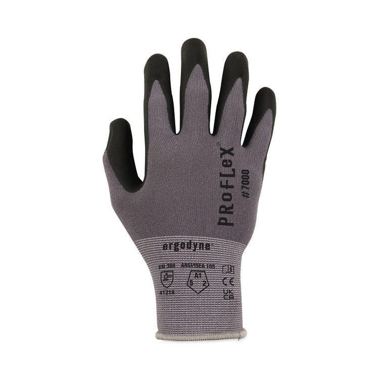 ProFlex 7000 Nitrile-Coated Gloves Microfoam Palm, EN388: 4121A, 9" Long, Small, Gray, Pair