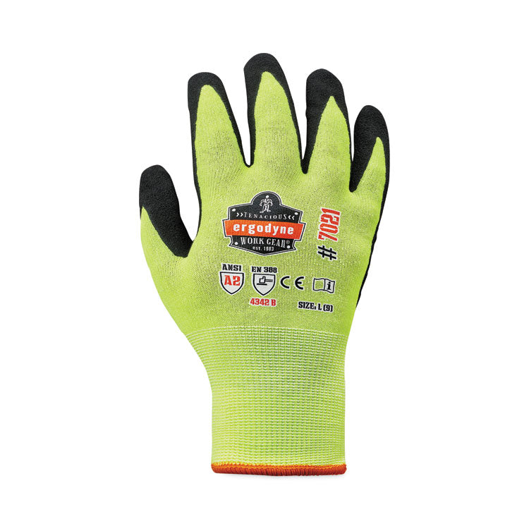 ProFlex 7021 Hi-Vis Nitrile-Coated CR Gloves, EN388: 4342B, 9.25" Long, Large, Lime, 144 Pairs/Carton