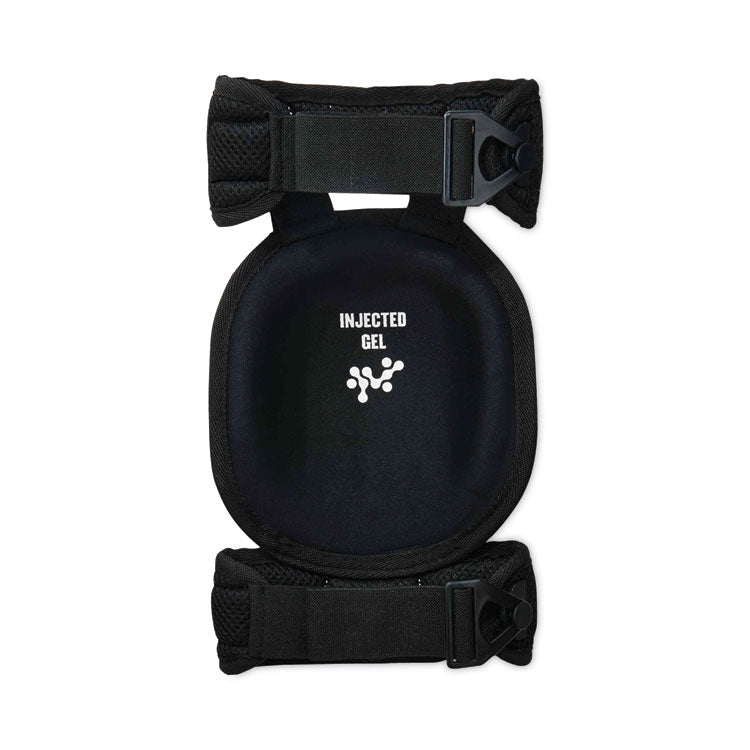 ProFlex 344 Injected Gel Knee Pads With Comfort Straps, Short Cap, Buckle Closure, Black, Pair