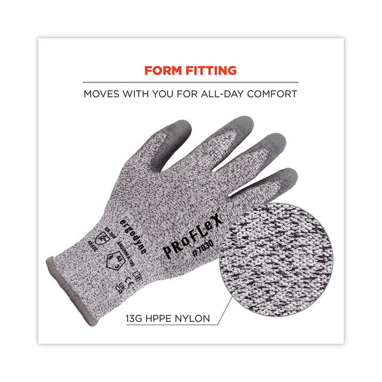 ProFlex 7030 ANSI A3 PU Coated CR Gloves, EN388: 4X42C, 9" Long, Medium, Gray, 12 Pairs