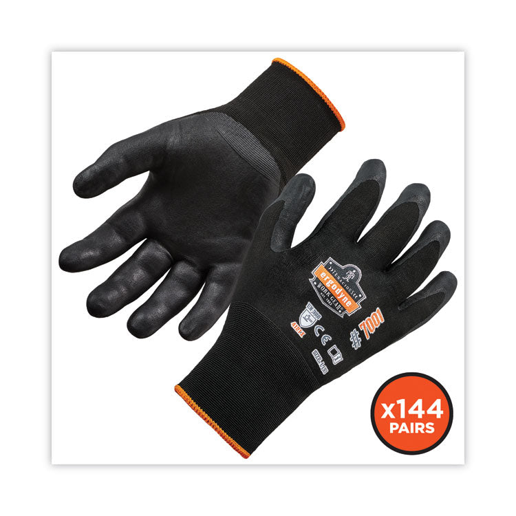ProFlex 7001 Nitrile-Coated Gloves, EN388: 4121X, 9" Long, Large, Black, 144 Pairs/Carton