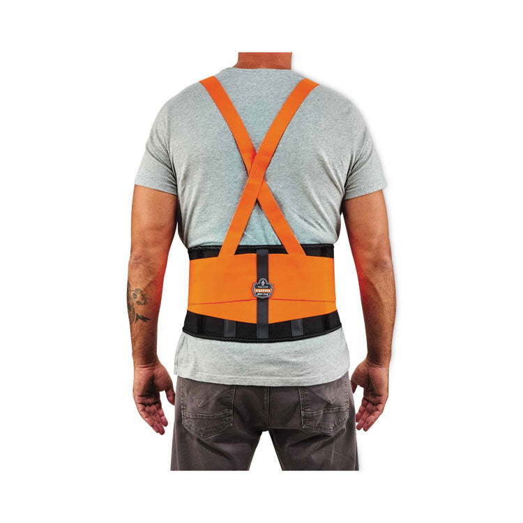 ProFlex 100HV Economy Hi-Vis Spandex Back Support Brace, Large, 34" to 38" Waist, Black/Orange