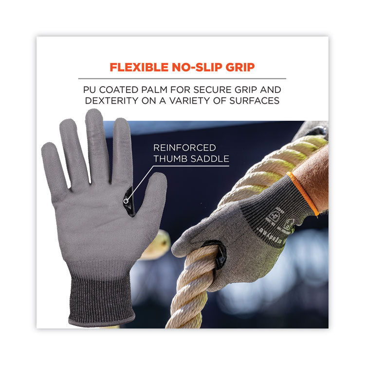 ProFlex 7071 ANSI A7 PU Coated CR Gloves, EN388: 4X42F, 9" Long, X-Large, Gray, 12 Pairs