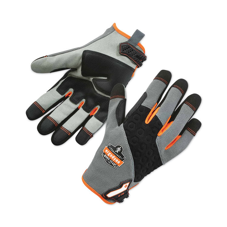 ProFlex 710 Heavy-Duty Mechanics Gloves, 9" Long, Small, Gray, Pair