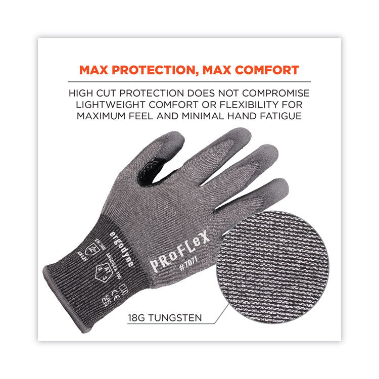 ProFlex 7071 ANSI A7 PU Coated CR Gloves, EN388: 4X42F, 9" Long, X-Large, Gray, Pair
