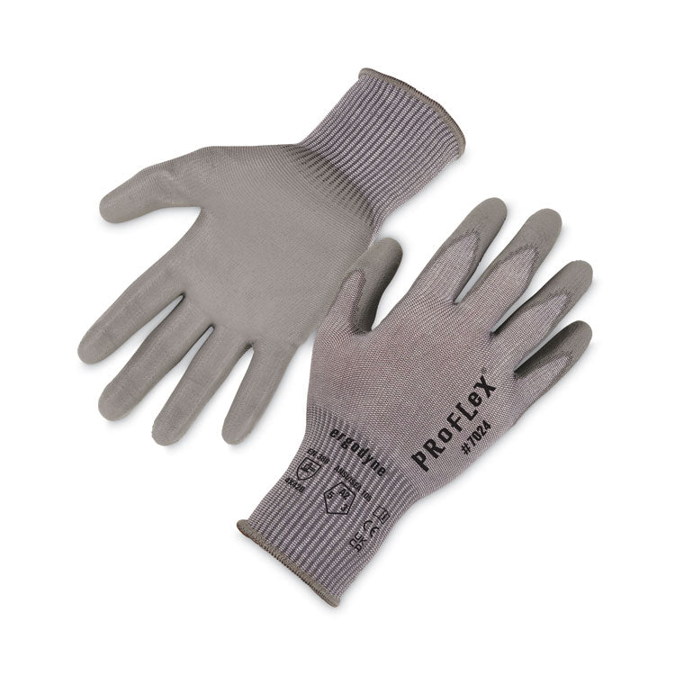 ProFlex 7024 ANSI A2 PU Coated CR Gloves, EN388: 4X42B, 7" Long, Small, Gray, Pair