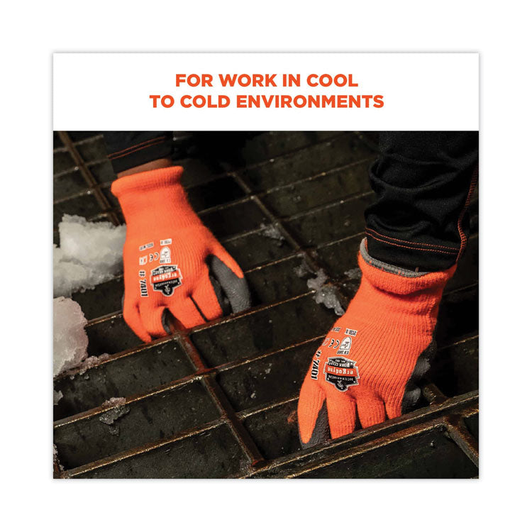 ProFlex 7401-CASE Coated Lightweight Winter Gloves, EN388: 2131X, 9" Long, Large, Orange, 144 Pairs/Carton
