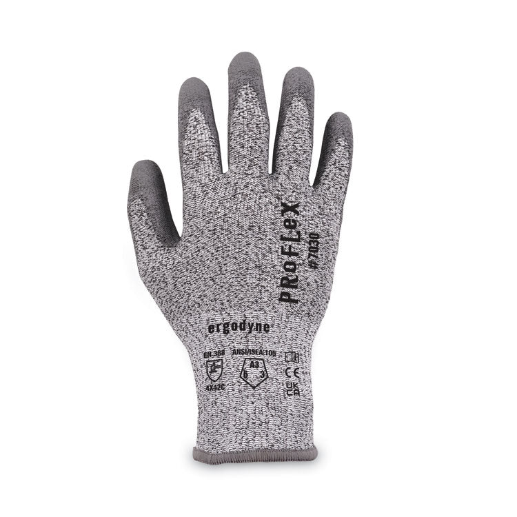 ProFlex 7030 ANSI A3 PU Coated CR Gloves, EN388: 4X42C, 9" Long, Large, Gray, Pair