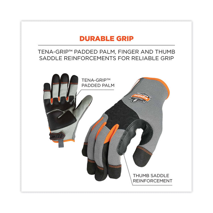 ProFlex 710 Heavy-Duty Mechanics Gloves, 9" Long, Small, Gray, Pair