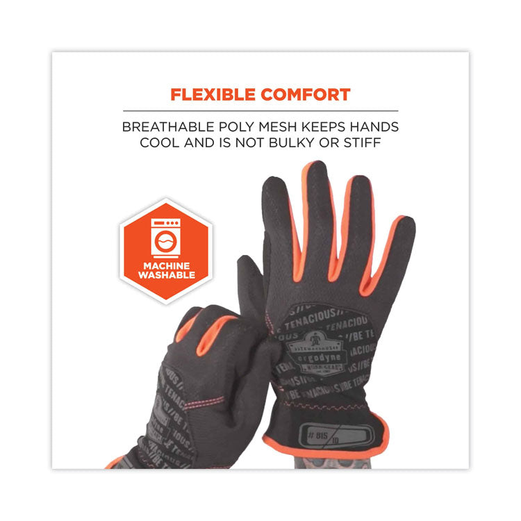 ProFlex 815 QuickCuff Mechanics Gloves, 9" Long, Small, Black, Pair