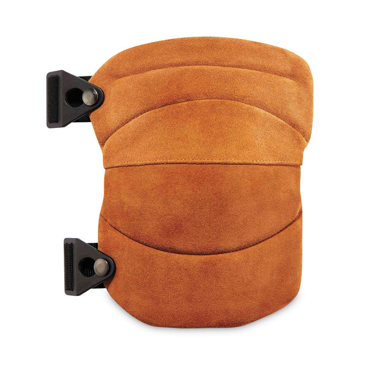 ProFlex 230LTR Leather Knee Pads, Wide Soft Cap, Buckle Closure, One Size Fits Most, Brown, Pair