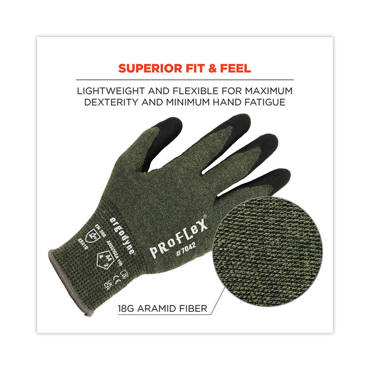 ProFlex 7042 ANSI A4 Nitrile-Coated CR Gloves, EN388: 4X41D, 9" Long, XX-Large, Green, Pair