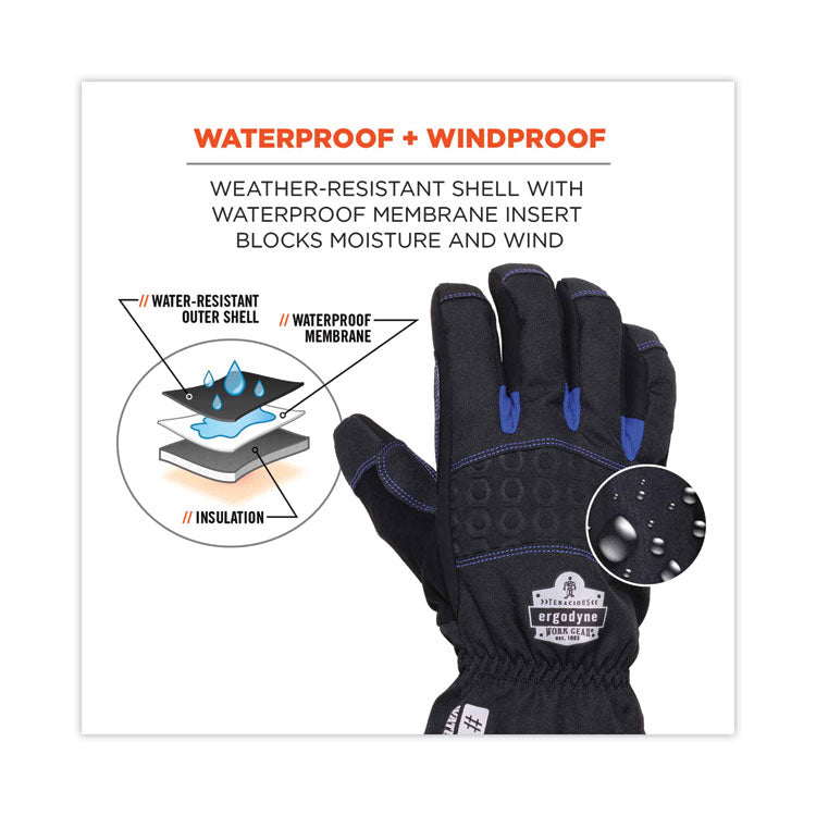 ProFlex 819WP Extreme Thermal WP Gloves, EN388: 4222B, 9" Long, Small, Black, Pair