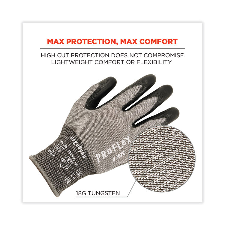 ProFlex 7072 ANSI A7 Nitrile-Coated CR Gloves, EN388: 4X44F, 9" Long, Medium, Gray, Pair