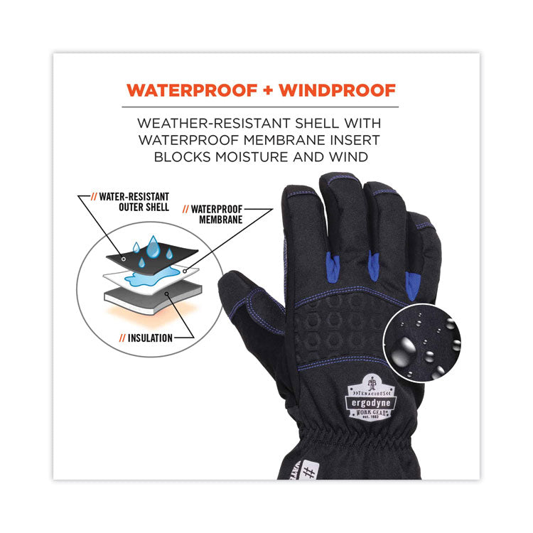 ProFlex 819WP Extreme Thermal WP Gloves, EN388: 4222B, 9" Long, X-Large, Black, Pair