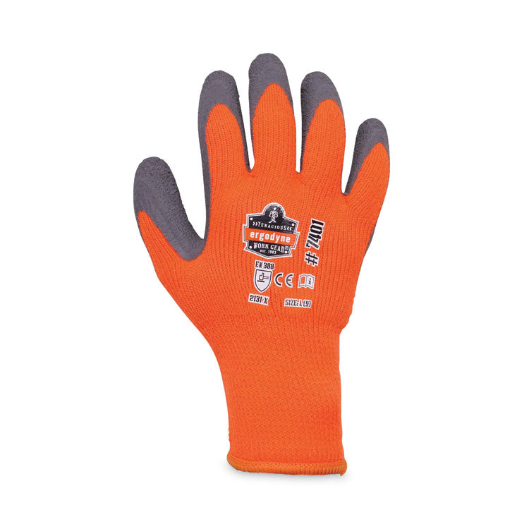 ProFlex 7401-CASE Coated Lightweight Winter Gloves, EN388: 2131X, 9" Long, Large, Orange, 144 Pairs/Carton