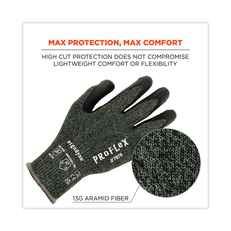ProFlex 7070 ANSI A7 Nitrile Coated CR Gloves, EN388: 4X42F, 9" Long, Small, Green, 12 Pairs