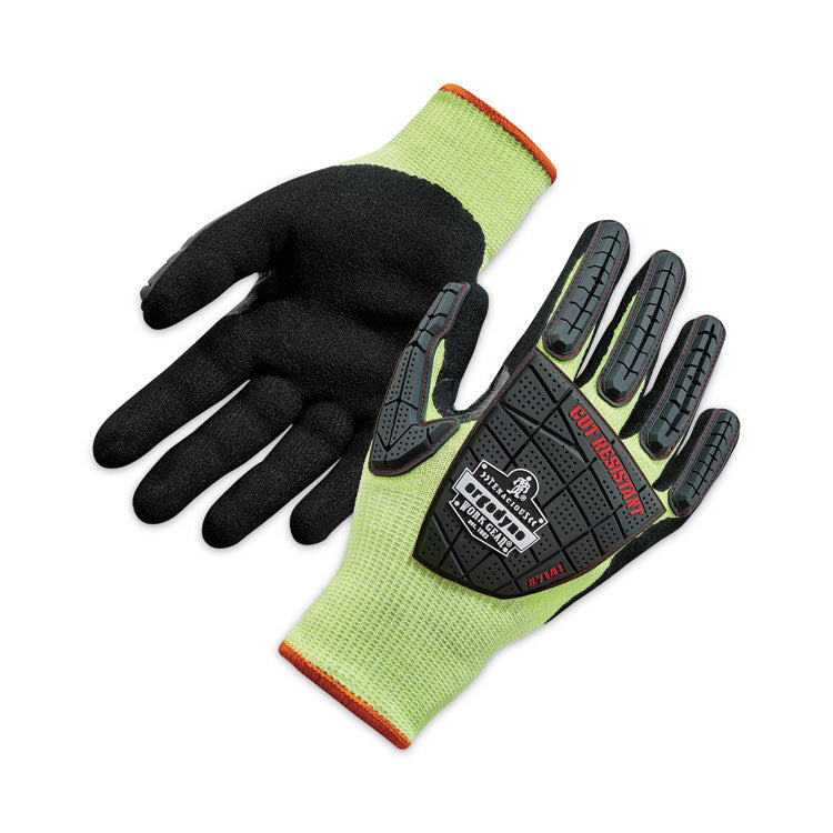 ProFlex 7141 ANSI A4 DIR Nitrile-Coated CR Gloves, EN388: 4X42DP, 9" Long, Medium, Lime, Pair