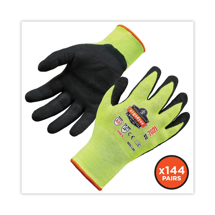 ProFlex 7021 Hi-Vis Nitrile-Coated CR Gloves, EN388: 4342B, 9.25" Long, Large, Lime, 144 Pairs/Carton
