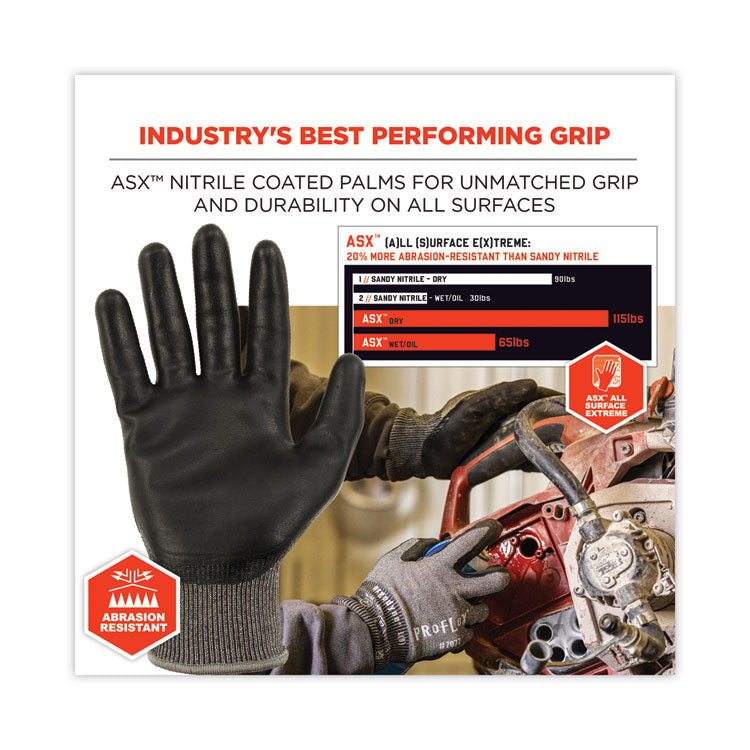 ProFlex 7072 ANSI A7 Nitrile-Coated CR Gloves, EN388: 4X44F, 9" Long, X-Large, Gray, 12 Pairs