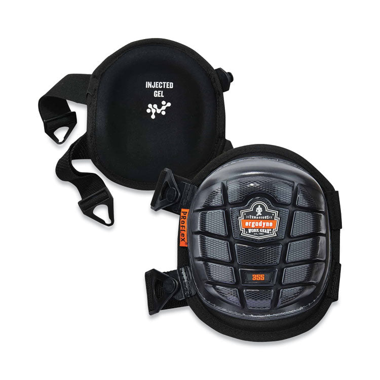 ProFlex 355 Injected Gel Knee Pads, Short Cap, Buckle Closure, One Size Fits Most, Black, Pair
