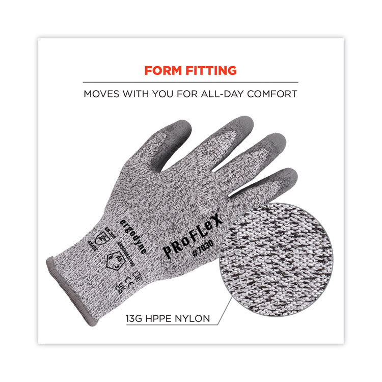 ProFlex 7030 ANSI A3 PU Coated CR Gloves, EN388: 4X42C, 9" Long, XX-Large, Gray, 12 Pairs