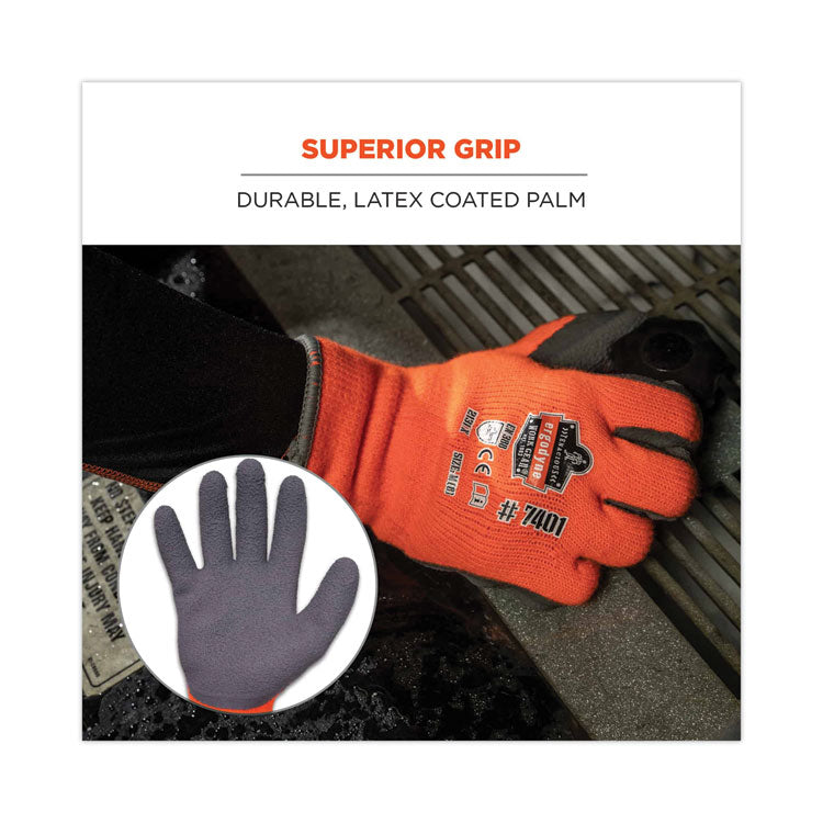 ProFlex 7401-CASE Coated Lightweight Winter Gloves, EN388: 2131X, 9" Long, Large, Orange, 144 Pairs/Carton
