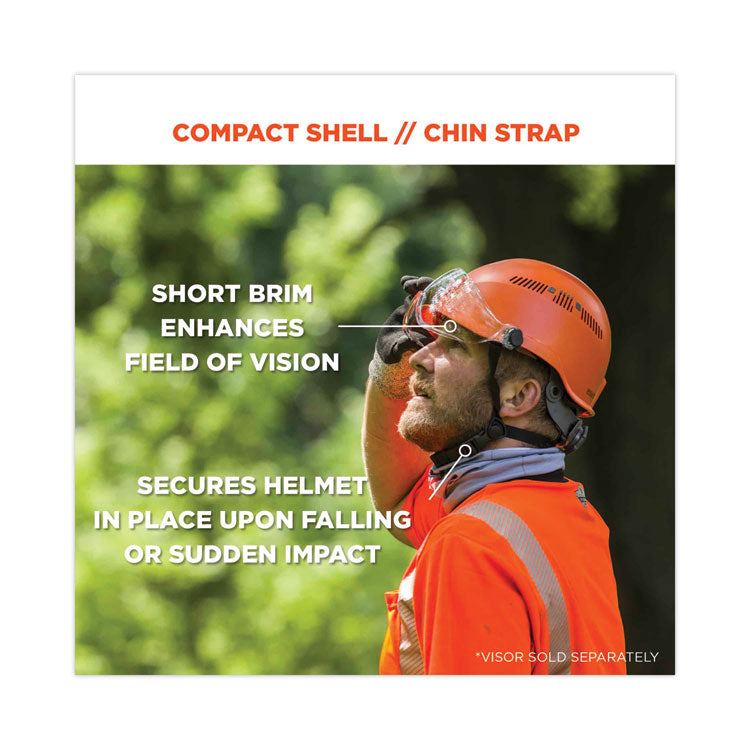Skullerz 8975 Class C Safety Helmet, 6-Point Ratchet Suspension, Orange