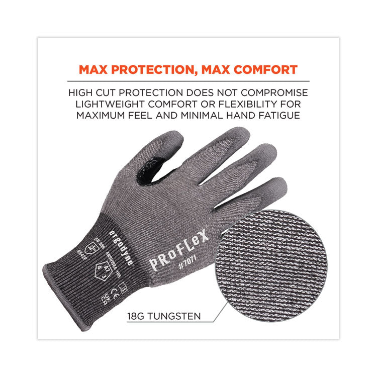 ProFlex 7071 ANSI A7 PU Coated CR Gloves, EN388: 4X42F, 9" Long, Small, Gray, Pair