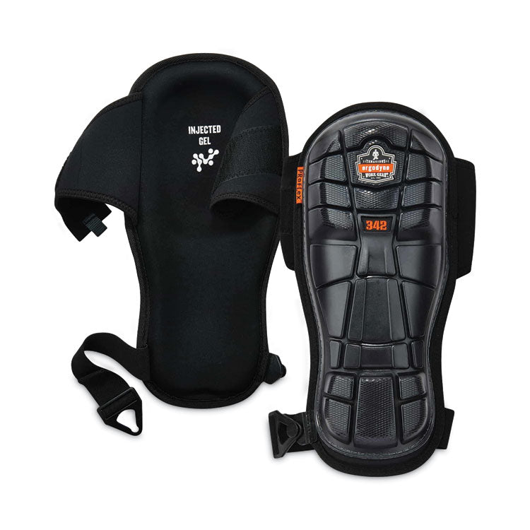 ProFlex 342 Injected Gel Knee Pads, Extra Long Cap, Hook and Loop Closure, One Size Fits Most, Black, Pair