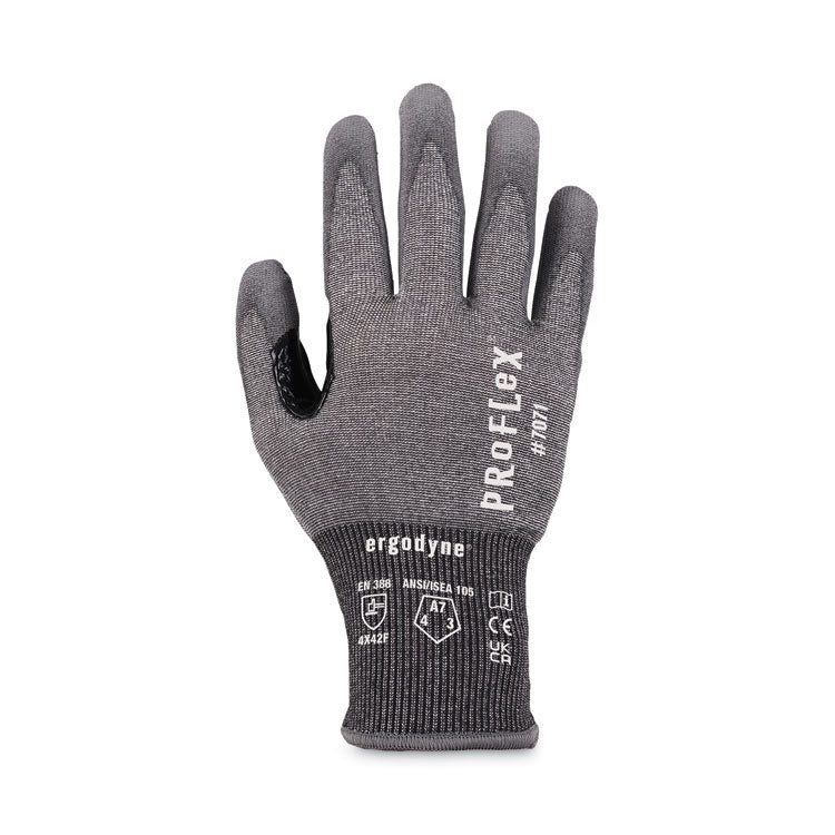 ProFlex 7071 ANSI A7 PU Coated CR Gloves, EN388: 4X42F, 9" Long, Large, Gray, 12 Pairs