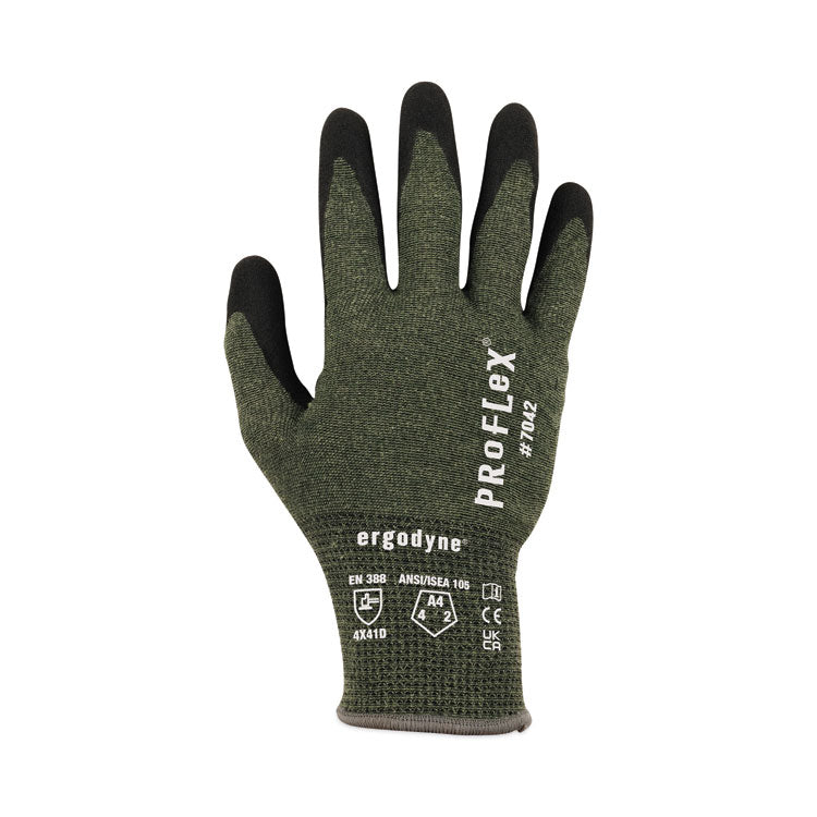 ProFlex 7042 ANSI A4 Nitrile-Coated CR Gloves, EN388: 4X41D, 9" Long, XX-Large, Green, Pair